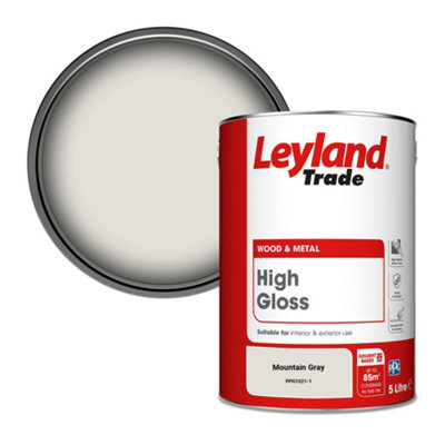B&Q -  Wood & Metal High Gloss Paint Mountain Gray (Ppg1021-1) 5L