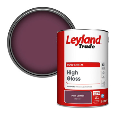 Leyland Trade Wood & Metal High Gloss Paint Plum Cocktail (Ppg1044-7) 5L from B&Q