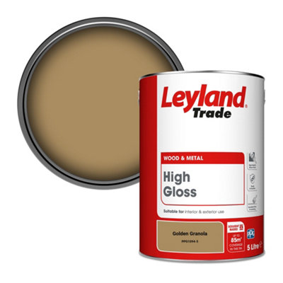 Leyland Trade Wood & Metal High Gloss Paint Golden Granola (Ppg1094-5) 5L from B&Q