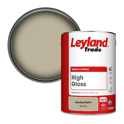 Leyland Trade Wood & Metal High Gloss Paint Dancing Dolphin (Ppg1102-3) 5L from B&Q