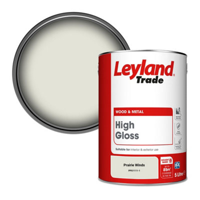 Leyland Trade Wood & Metal High Gloss Paint Prairie Winds (Ppg1111-1) 5L from B&Q