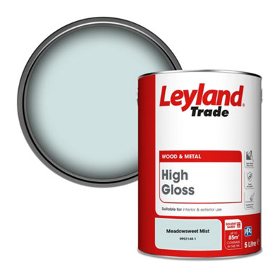Leyland Trade Wood & Metal High Gloss Paint Meadowsweet Mist (Ppg1148-1) 5L from B&Q