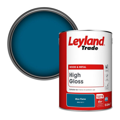 Leyland Trade Wood & Metal High Gloss Paint Blue Flame (Ppg1157-7) 5L from B&Q