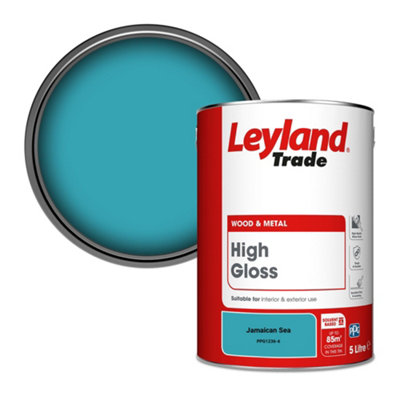 Leyland Trade Wood & Metal High Gloss Paint Jamaican Sea (Ppg1236-6) 5L from B&Q