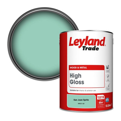 Leyland Trade Wood & Metal High Gloss Paint San Juan Spritz (Ppg17-29) 5L from B&Q