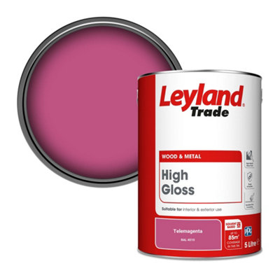 Leyland Trade Wood & Metal High Gloss Paint Telemagenta (Ral 4010) 5L from B&Q