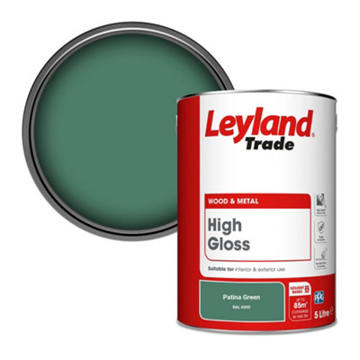 Leyland Trade Wood & Metal High Gloss Paint Patina Green (Ral 6000) 5L from B&Q