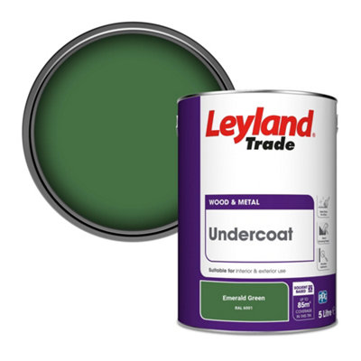 Leyland Trade Wood & Metal Undercoat Paint Emerald Green (Ral 6001) 5L from B&Q