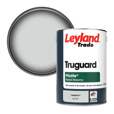 Leyland Trade Truguard Smooth Pliolite Masonry Paint Telegrey 4 (Ral 7047) 5L from B&Q