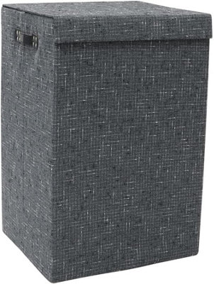  - Mantraraj Foldable Laundry Clothes Hamper With Lid 85 Liter Laundry Hamper Shadow Fabric Laundry Basket With Lid And Handles