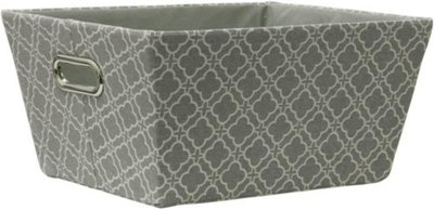  - Mantraraj Rectangular Tapered Storage Basket Cardboard With Metal Handles Multipurpose Organiser Bin For Home And Office (Lattice)