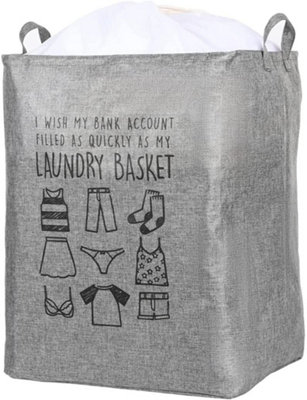 Mantraraj Strong Laundry Bag Foldable Laundry Basket Waterproof Top Dust Proof Storage Basket Bin 75L (Grey) from B&Q