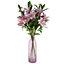 49cm Tall Pink Square Glass Vase