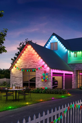 50FT Smart Outdoor Permanent Lights - APP/Remote Control RGB LED Eaves Lighting With Music Sync
