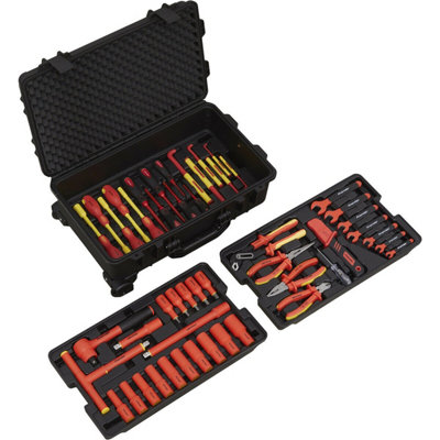 49pc VDE Insulated 1/2" Socket Tool Kit - 1500V DC 60900 - Ratchet Spanner Drive