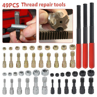 49PCS Thread Repair Chaser Tool Thread Restorer UNC UNF Metric File Tap ...