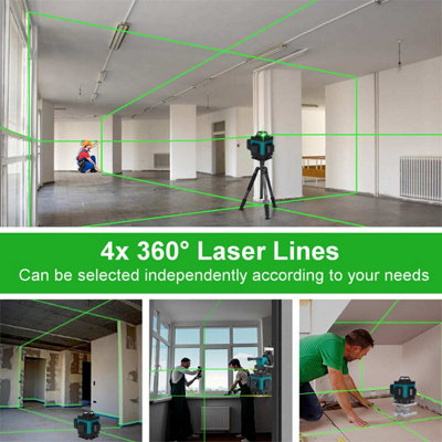 4D 16 Line Green Beam Self-Levelling 360 Laser Level for DIY & Building