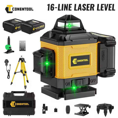 4D Laser Level, Green Beam Self Leveling Measuring Tool with 1M Tripod