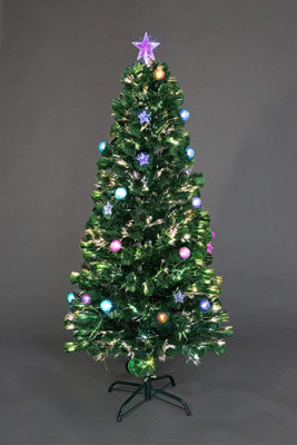 4Ft/120cm Baubles and Stars Fibre Optic Christmas Tree LED Pre-Lit