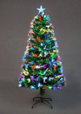 4Ft/120cm Flowers Fibre Optic Christmas Tree LED Pre-Lit