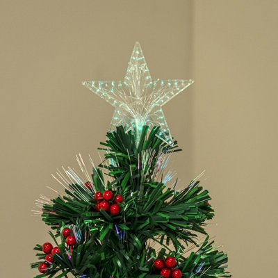 4FT (120cm)  Green Fibre Optic Christmas Tree with Multi-coloured Fibre Optics and Red Berries - 9