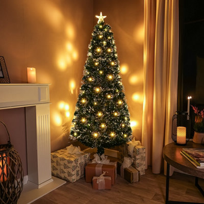 4FT (120cm) Green Fibre Optic Christmas Tree with Warm White LED Lights and Warm White Fibre Optics - 6