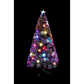 4Ft/120cm Snowflakes Berries Fibre Optic Christmas Tree LED Pre-Lit