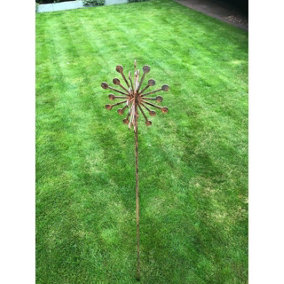 4Ft 3D Allium Plant Pin (2 Parts) Bare Metal/Ready to Rust (Pack of 3) - Steel - H122 cm