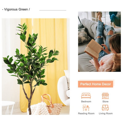 4FT Artificial Bay Laurel Tree Fake Bay Plant with Lifelike Leaves for Indoor - 7