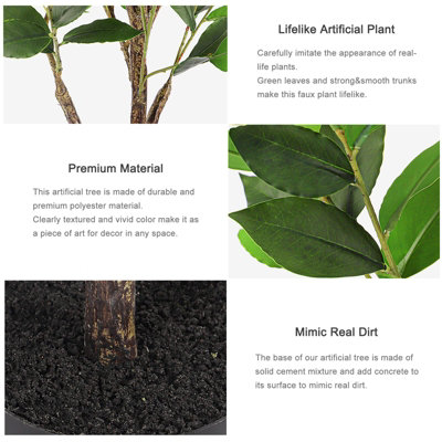 4FT Artificial Bay Laurel Tree Fake Bay Plant with Lifelike Leaves for Indoor - 8