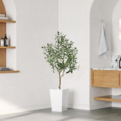 4FT Artificial Olive Tree Faux Tree Fake Plant for Living Room Decor - 5