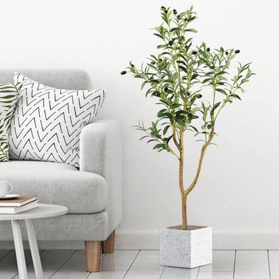 4FT Artificial Olive Tree Faux Tree with Lifelike Olive Leaves for Home  Decor