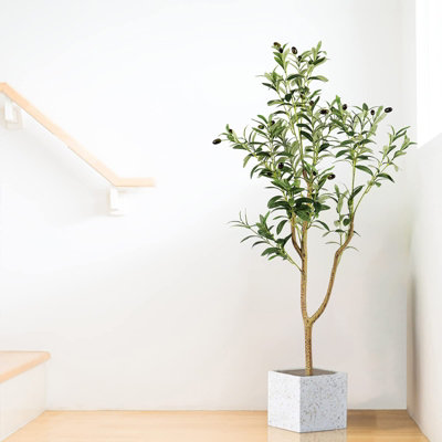 4FT Artificial Olive Tree Faux Tree with Lifelike Olive Leaves for Home ...