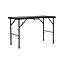 4ft Black Folding Outdoor Rattan Effect Plastic Camping Table Trestle Table
