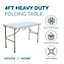 4ft Folding Table Heavy Duty Indoor or Outdoor Foldable Collapsible Tables White Fold Up Picnic Camping