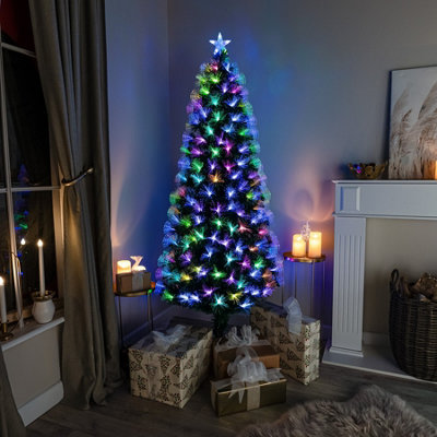 4ft Green Fibre Optic Christmas Tree with Remote Control and Multi Coloured Fibre Optic Lights