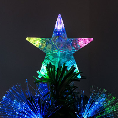 4ft Green Fibre Optic Christmas Tree with Remote Control and Multi Coloured Fibre Optic Lights - 6