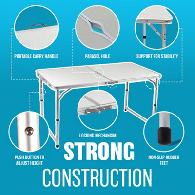 4Ft Heavy Duty Folding Table - Portable Plastic Foldable Camping Garden ...