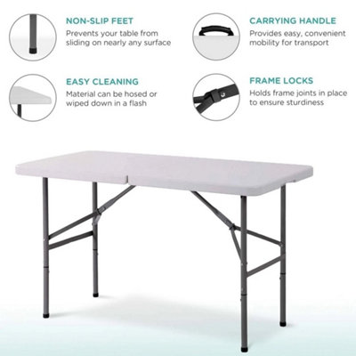 4FT HEAVY DUTY FOLDING TABLE PORTABLE PLASTIC NEW CAMPING GARDEN PARTY CATERING