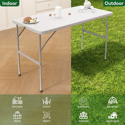 4FT Heavy Duty Plastic Folding Table for Garden, Camping, Party, Catering & BBQ