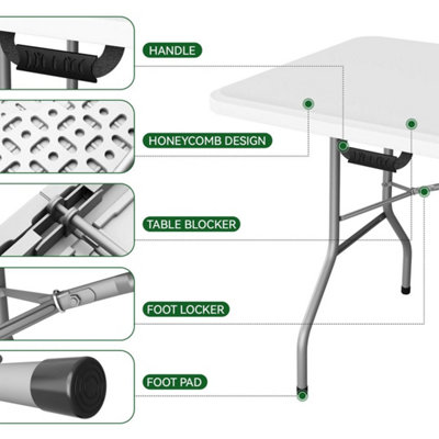 4FT Heavy Duty Plastic Folding Table for Garden, Camping, Party, Catering & BBQ