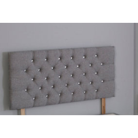 4FT Small Double 26inch  Grey Linen Chesterfield headboard