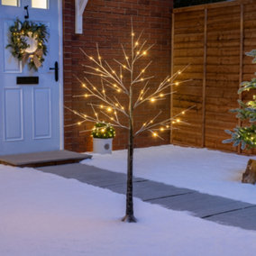4ft Snowy Twig Tree Light Up Birch LED Christmas Decoration Indoor Outdoor Christow