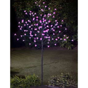 4ft Solar Powered Blossom Tree With 128 LED Lights, Outdoor Decorations for Garden, Indoor/Outdoor Bright Festive Decor