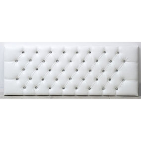 4FT6 Double 20inch White  Faux Leather Chesterfield headboard