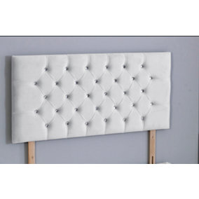 4FT6 Double 26inch White Plush Chesterfield Headboard