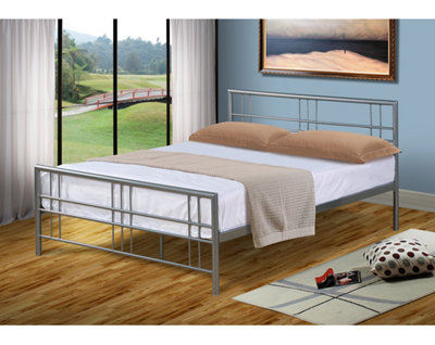 4ft6 Double Metal Bed Frame In Silver | DIY at B&Q
