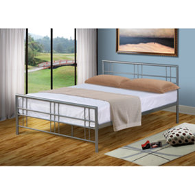 4ft6 Double Metal Bed Frame In Silver