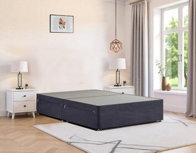 4FT6 Double Plush Steel Divan Bed Frame With 2 Storage Drawers