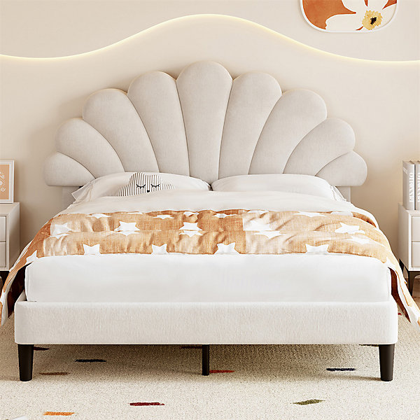 4ft6 Double Upholstered Velvet Bed Frame, with Adjustable 4ft6 Double Upholstered Velvet Bed Frame, with Adjustable